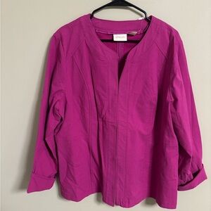 CHICO'S Alicia Textured Long Sleeve Jacket Blazer Size 3 Large Pink New Light